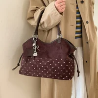 Sac à bandoulière de marque Y2k pour femmes, sac à main à pois doux, coréen décontracté polyvalent imprimé léopard marron givré, fourre-tout 5