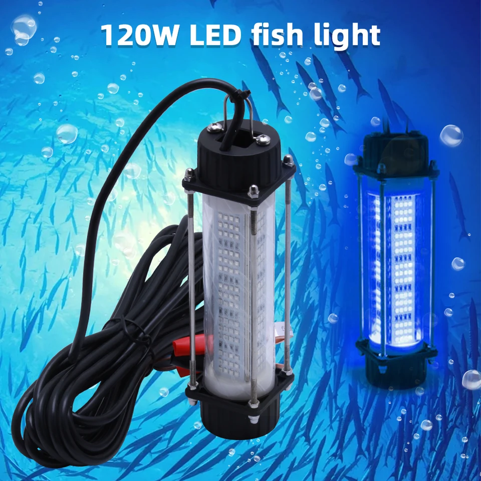 Peche Carpe Lampe Pêche Sous-Marine LED 30W-300W - Appât Lumineux Pour Poissons De Nuit - Étanche IP68 - Long Cable 8m éclairage Pêche Nuit