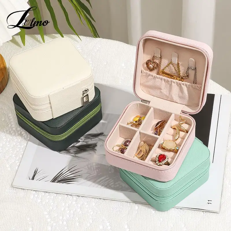 

Portable Jewelry Storage Box Travel Organizer Jewelry Case PU Leather Storage Earrings Necklace Ring Jewelry Organizer Display