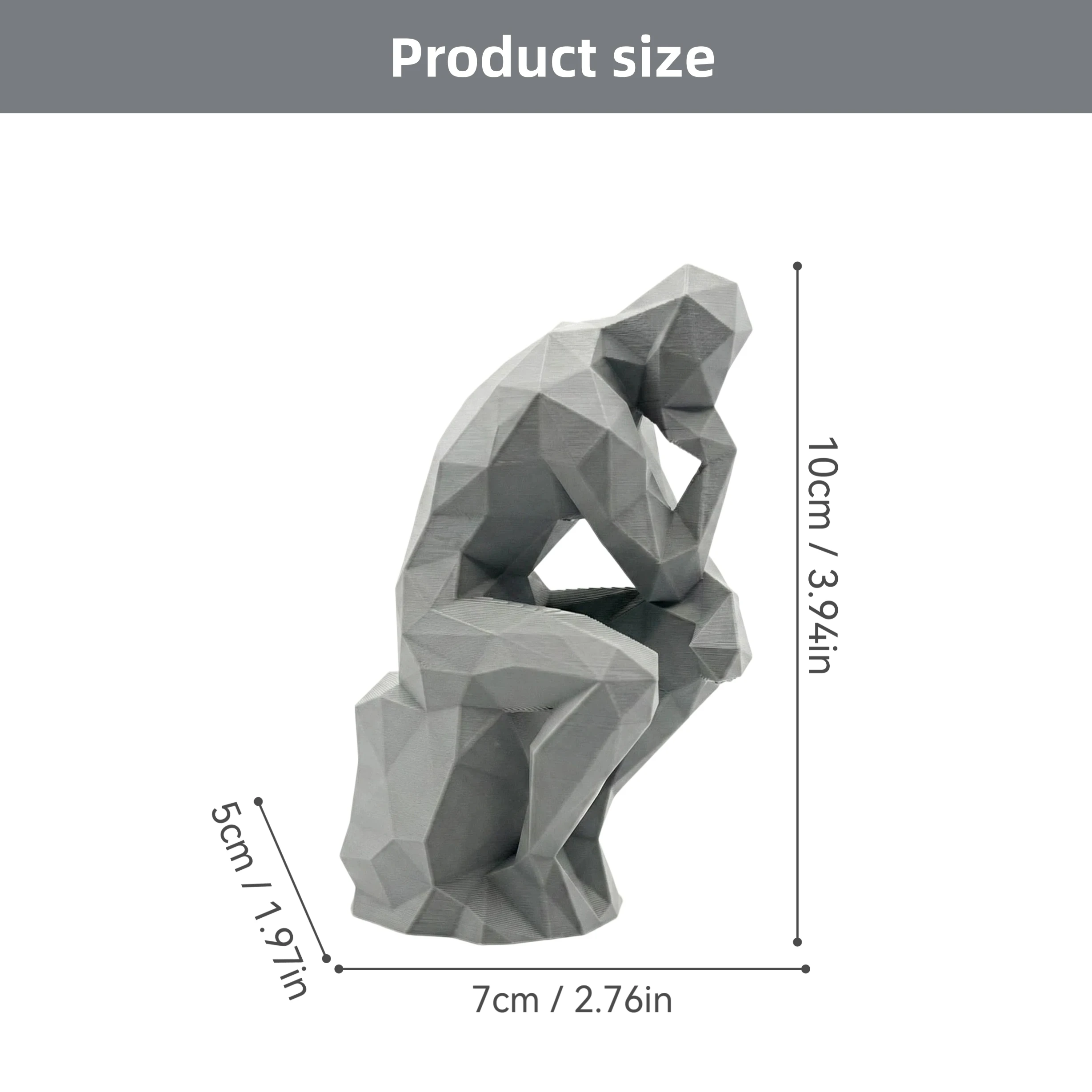 Modern Thinking Human Figurine, Geometric Plastic Sculpture for Desk, Home, Office, Living Room, Entryway, Minimalist Decor - 5