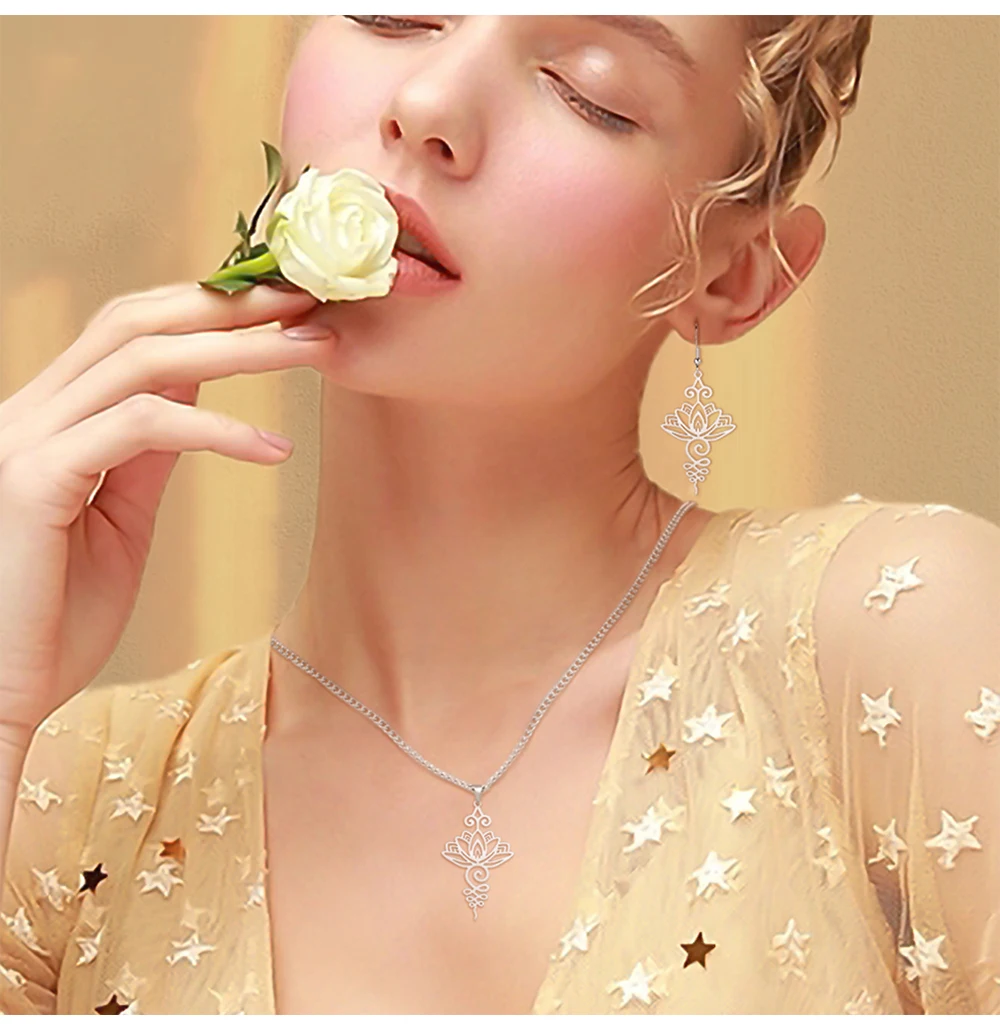 Großhandel Edelstahl Unalome Lotus Blume Charms Religiöse Amulett Anhänger Zubehör Für Ohrringe Halskette Schmuck Diy Machen – Detail 7