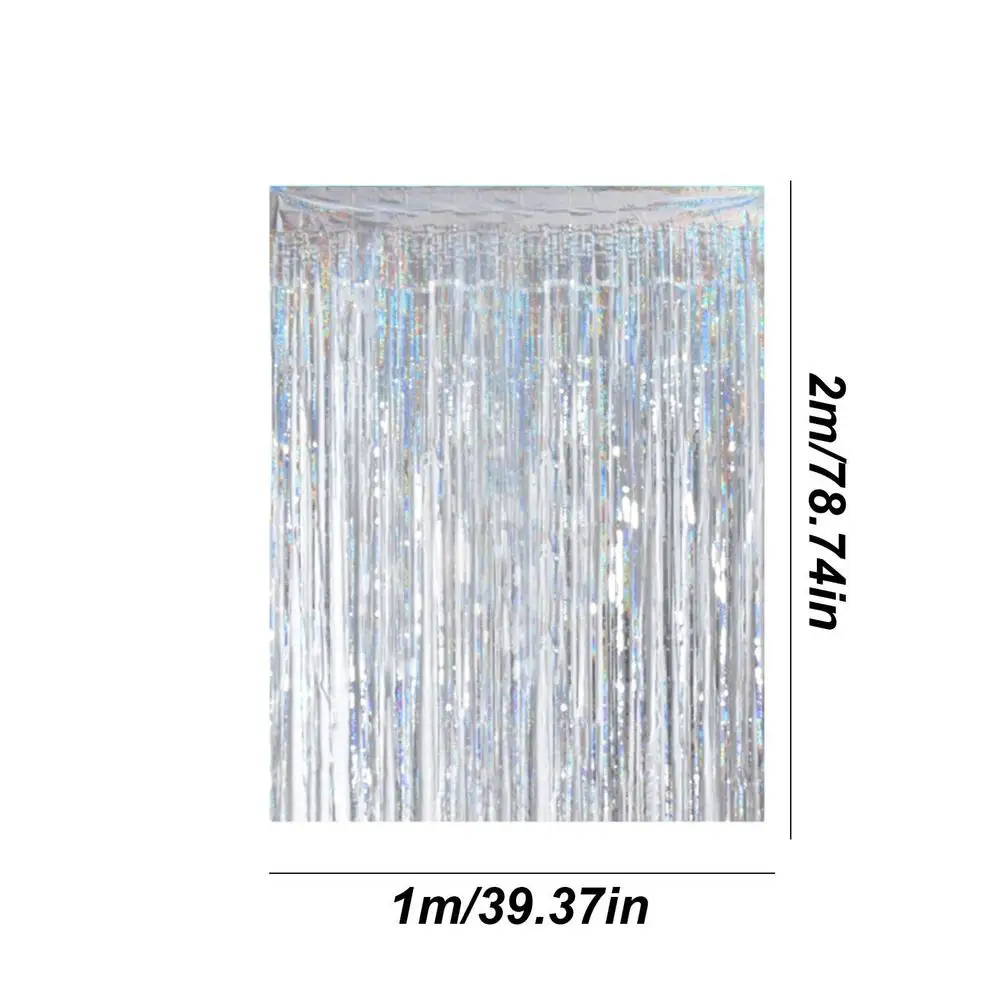 Lot De 2 Rideaux à Franges En Feuille D'aluminium Métallique Argenté Pour Anniversaire, Mariage, Fiançailles, Fête Prénatale, Enterrement De Vie De Jeune Fille, Noël, Vacances