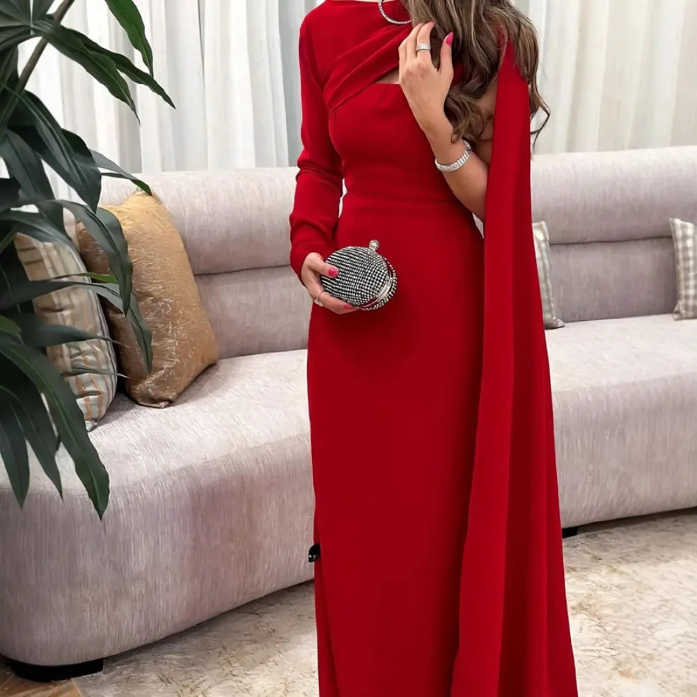 فستان سواريه احمر طويل