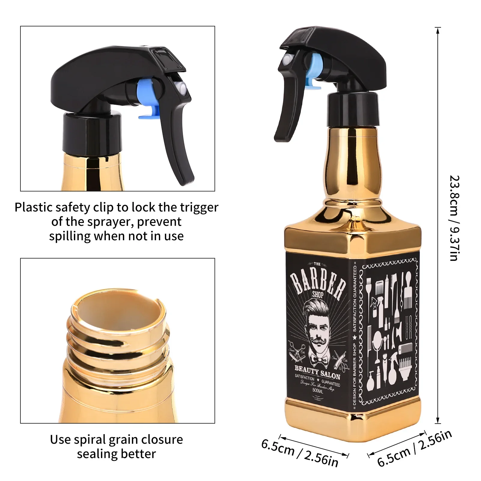 Spray Bottle 500ML Plating Hair Cutting Empty Continuous Atomizer Water Sprayer For Salon Hairdresser Accessories Barber Tools