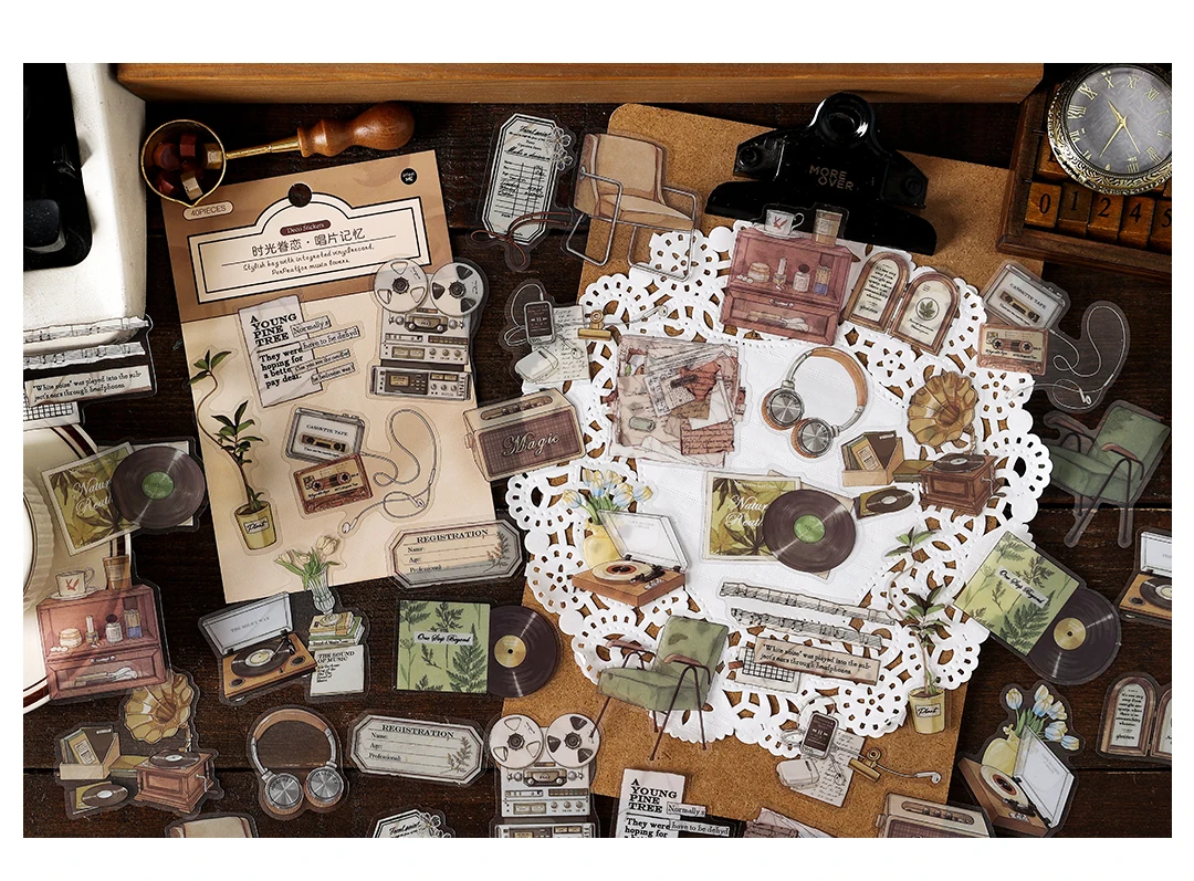 4style 40pcs Vintage Dark Art PET Stickers Creativity Decorative Diary Album Scrapbooking Collage material Junk Journal Supplies
