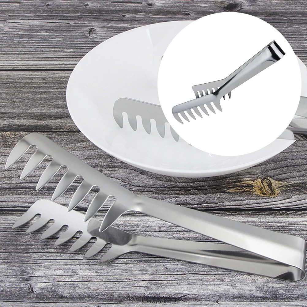 2 Pcs Pasta Clips Tong Spaghetti with Teeth Noodles Kitchen Cooking Stainless Steel Server