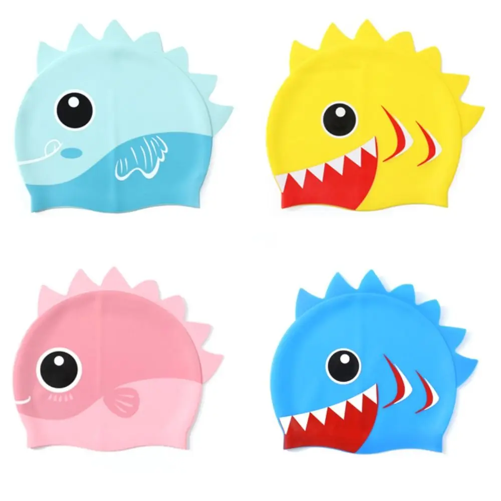 

For Kids High Quality For Diving Dinosaur Cartoon Pattern Protect Ears Swim Pool Hat Swimming Cap Elastic Hat Swimming Hat