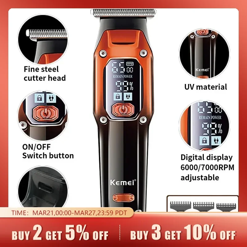 Kemei Tagliacapelli Tagliacapelli Tagliacapelli Professionale Barbiere Rasoio Elettrico Tagliacapelli Ricaricabile Trimmer Uomo Km-658