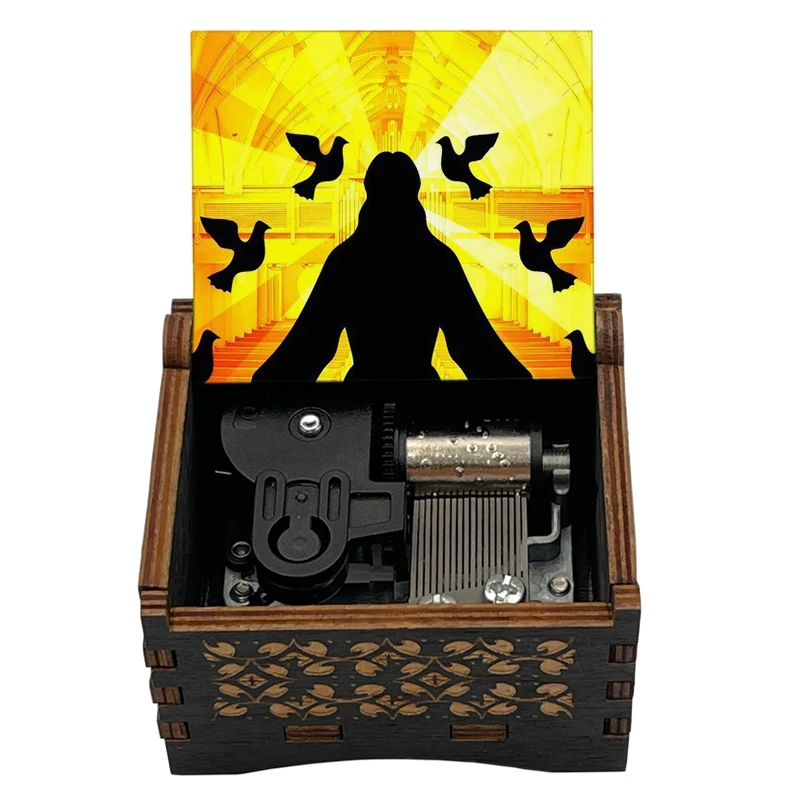 Wooden Amazing Grace Mechanical Music Box Inspiring Family Christian Holiday Church Festival Handmade Gift DIY Cute Decoration