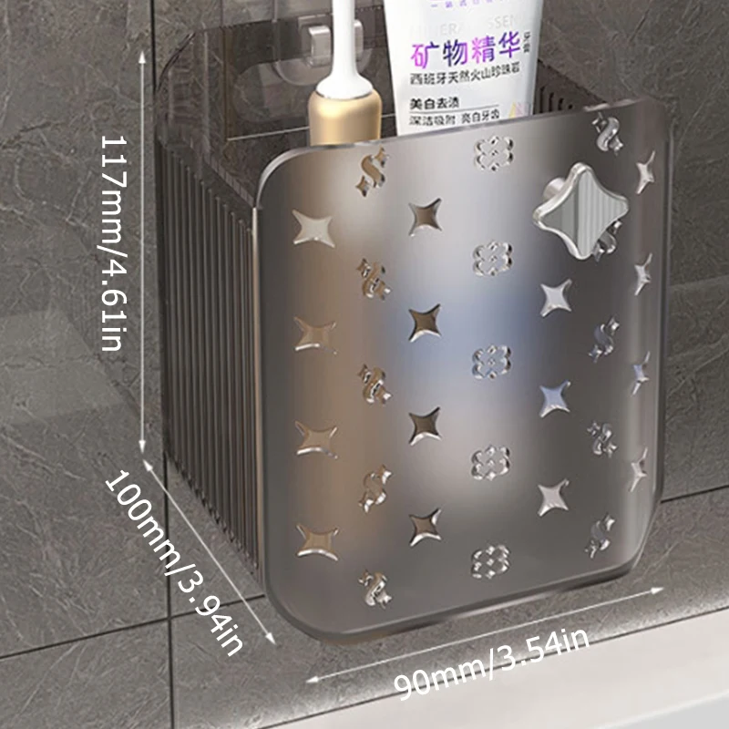 Wall Mounted Storage Box Bathroom Cosmetic Organiser Multifunctional Shelf Washstand Toiletries Organiser Bins Toothbrush Holder 6