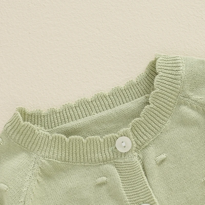 Girls Autumn Knit Sweater Long Sleeve Solid Color Button Up Cardigan Knitwear Coat
