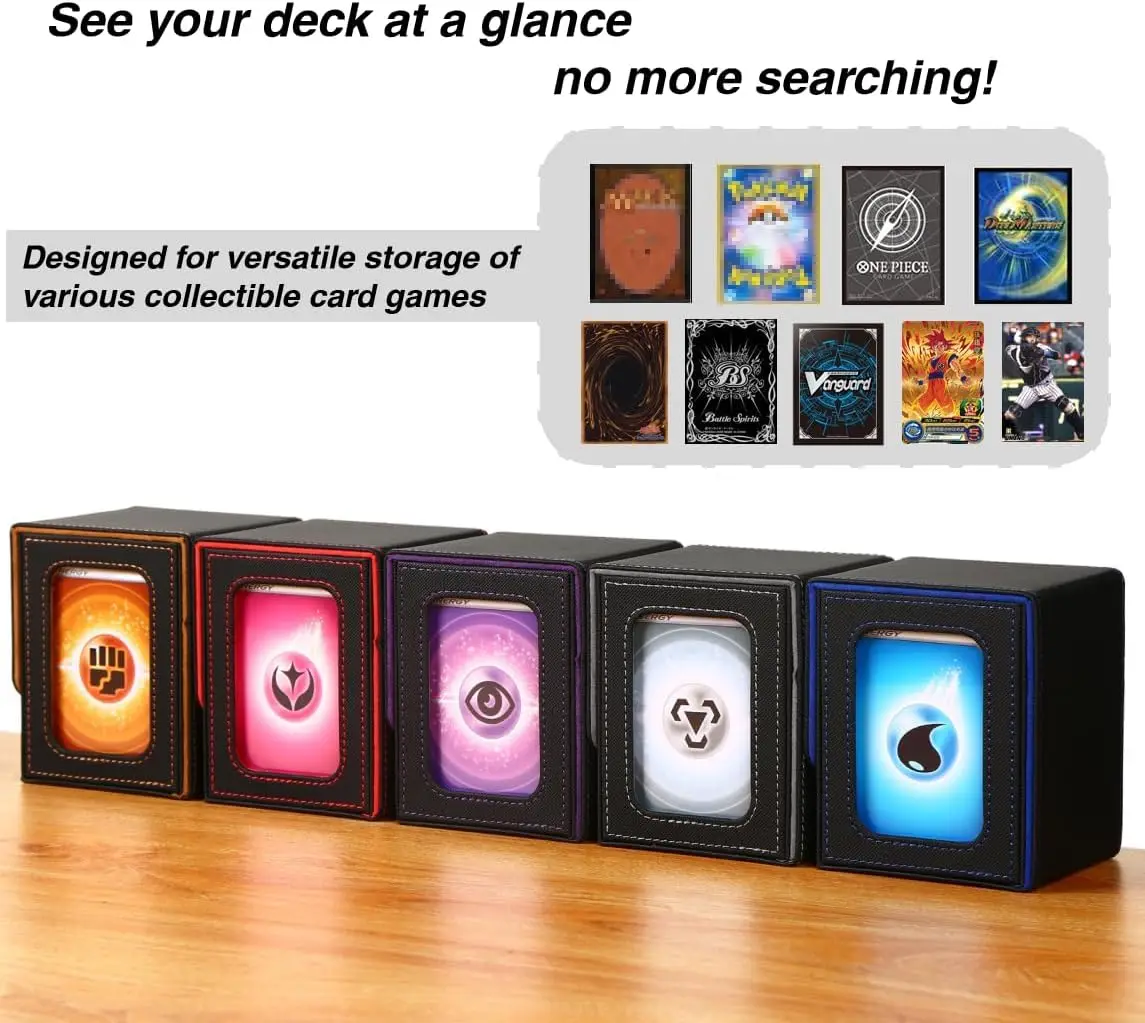 Premium PU Leather Trading Card Display Storage Box - Holds Over 120 Sleeved Cards