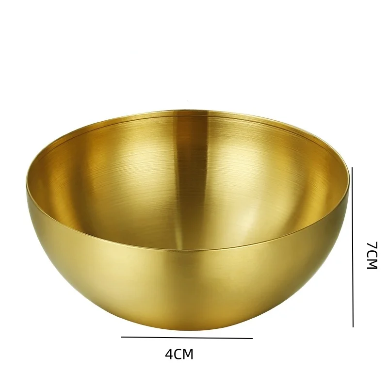 Gold Stainless Steel Bowl for Salad Rice Noodle Soup
