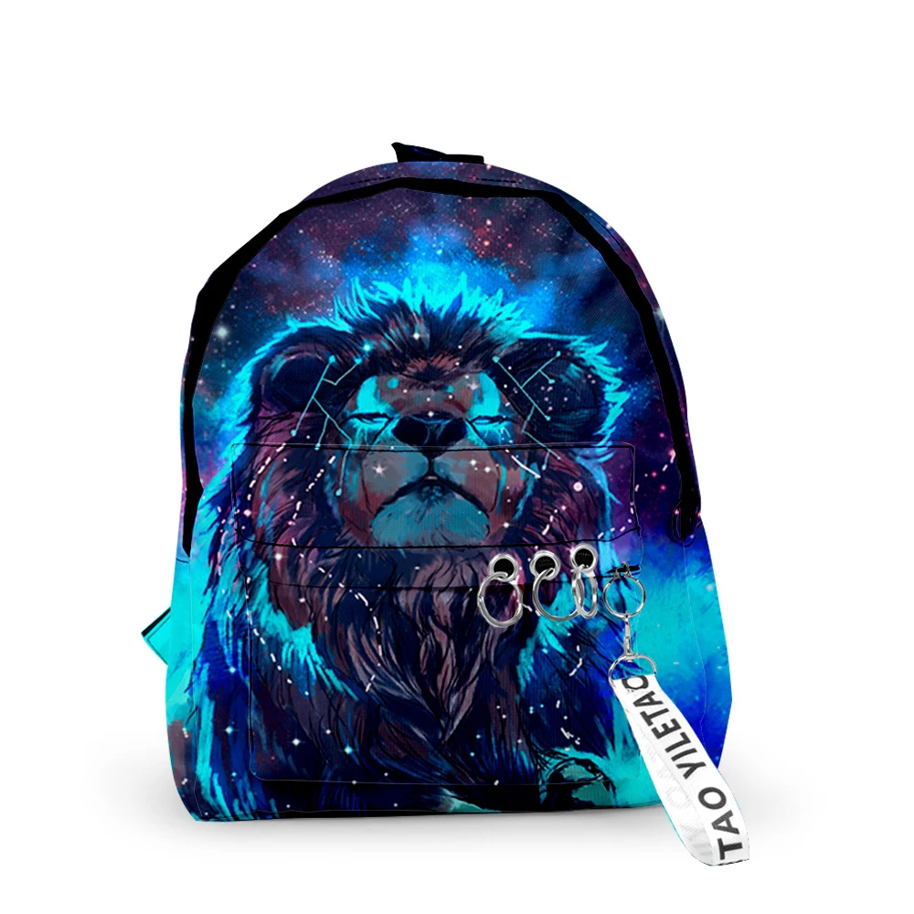 Popular Youthful Animal Wolf School Bags Notebook Backpacks Boys/Girls 3D Print Oxford Waterproof Key Chain Small Travel Bags