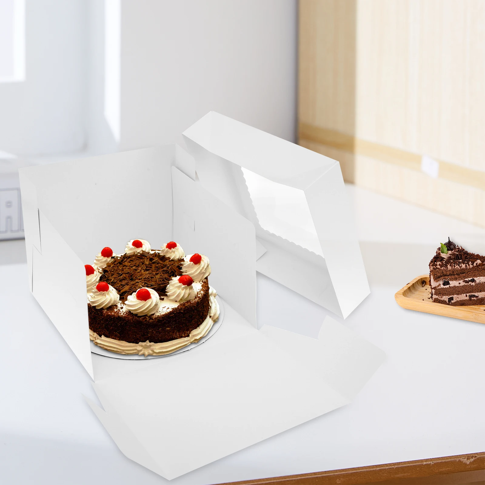 Moretoes 10 Sets Cake Boxes With Boards, 10x10x8 Inches Tall Bakery Boxes Wit