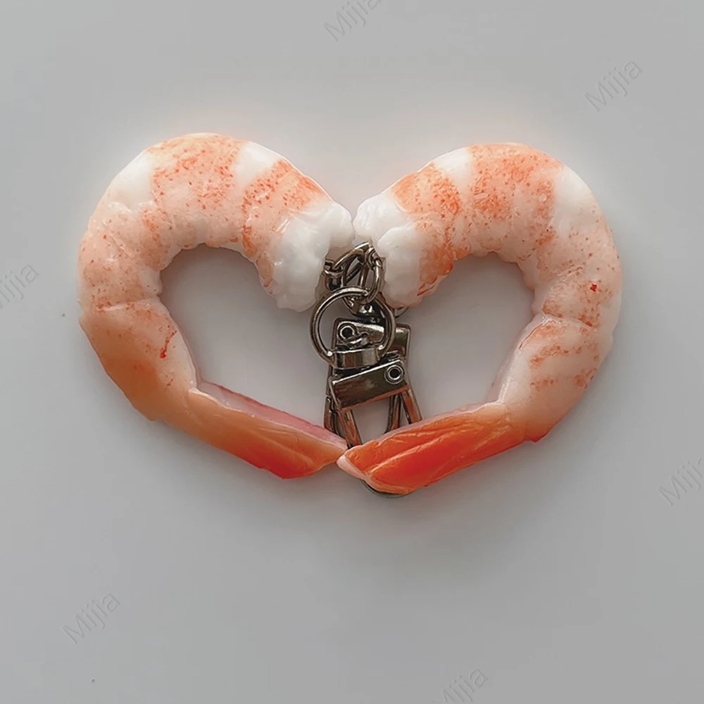 Key Chains PVC Imitation Shrimp Meat Creative Food for Women Bag Pendant Novelty Funny Scene Decoration Party Gift