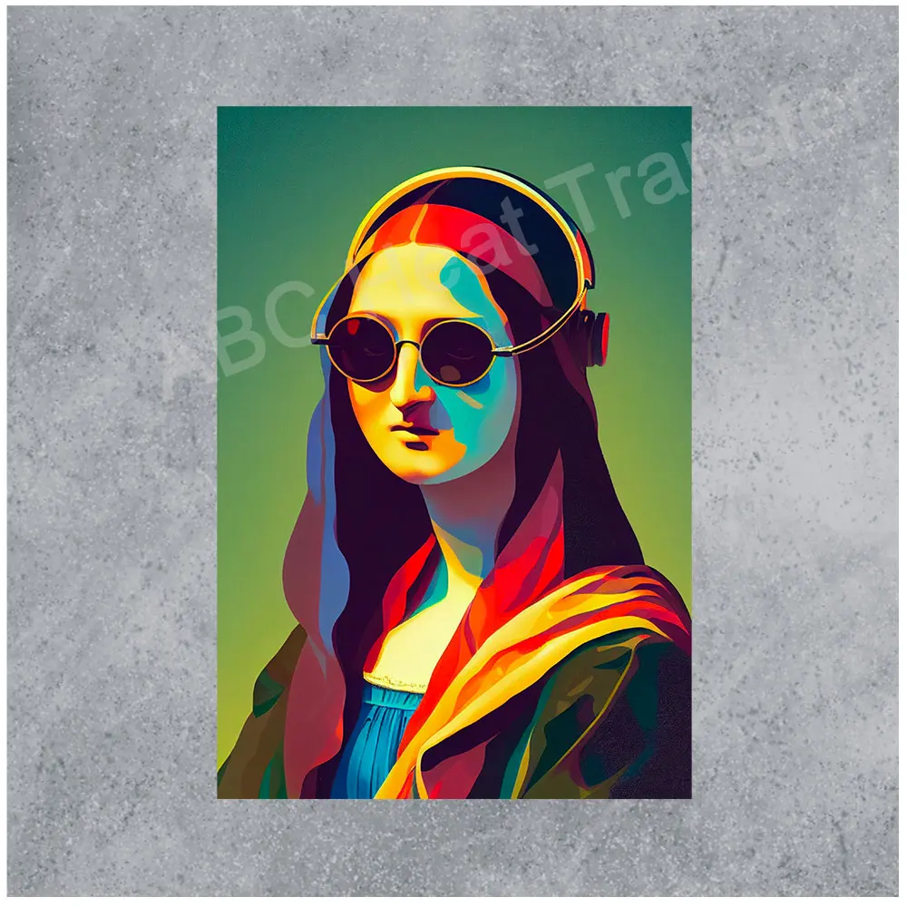 

Funny Mona Lisa With Glasses Iron On Stickers For Clothes Diy Heat-adhesive Patches For Girls Woman Custom Patch Free Shipping