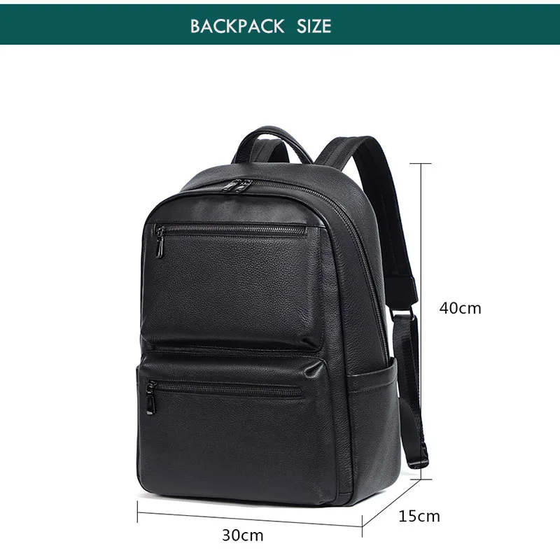 YIFANGZHE Genuine Leather Backpack For Laptop 15.6 Inch, Top quality Cowhide Daypack with Multi-purpose Pockets