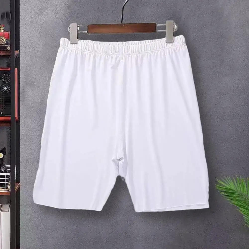 

Soft Men Shorts Soft Breathable Men's Knee-length Pajama Shorts Comfortable Homewear Pants with Elastic Waist Silky Stretch