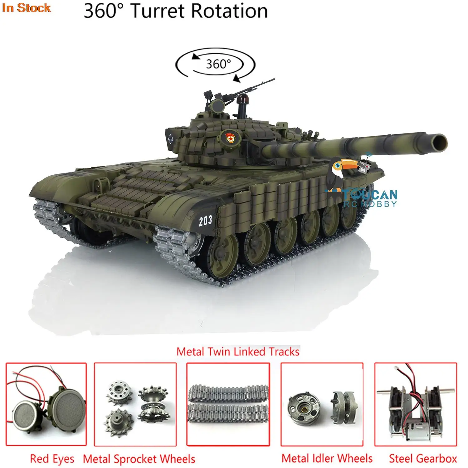 

Henglong RC Battle Tank 1:16 Large TKTK7.0 Russia T72 3939 Redeyes Wireless Toys Gift Toys