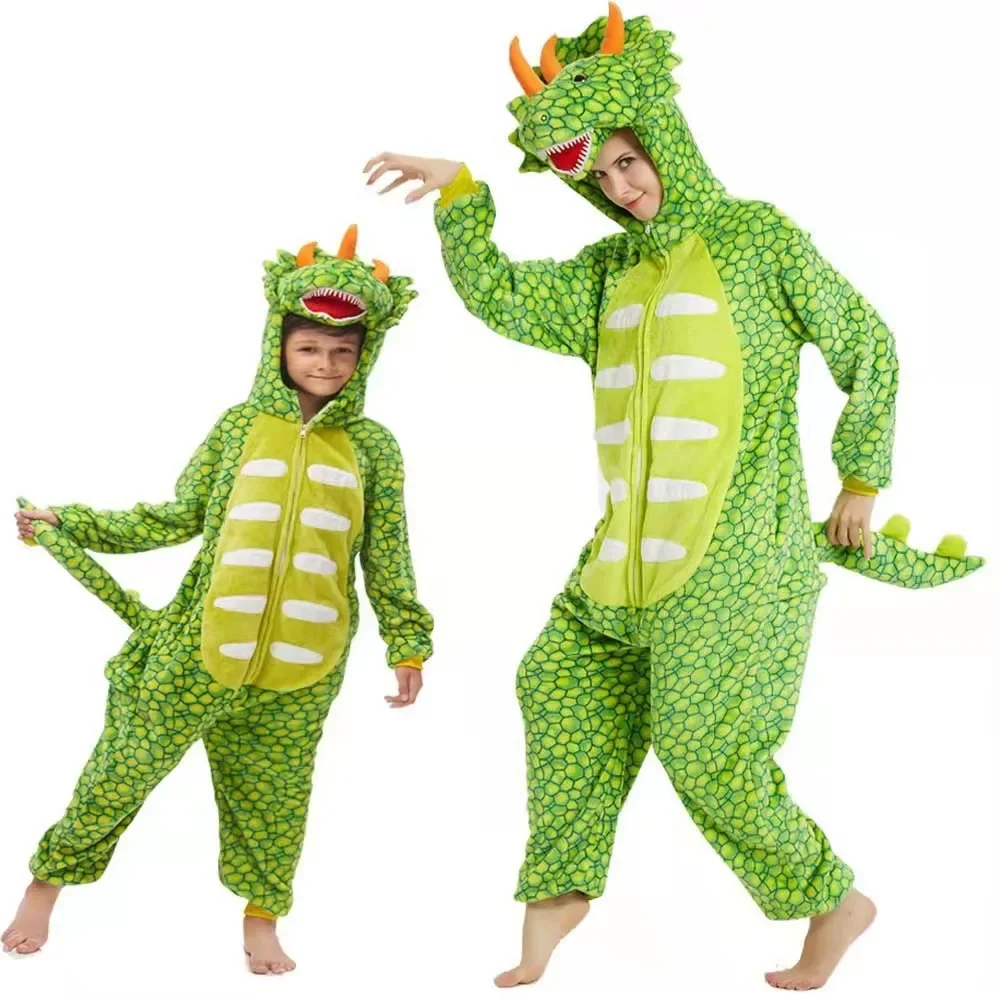 Kids Onesies Halloween Dinosaur Animal Cartoon Hooded Jumpsuits Kigurumi Dragon Pijama Panda Sleepwear Adult Onesie Boy