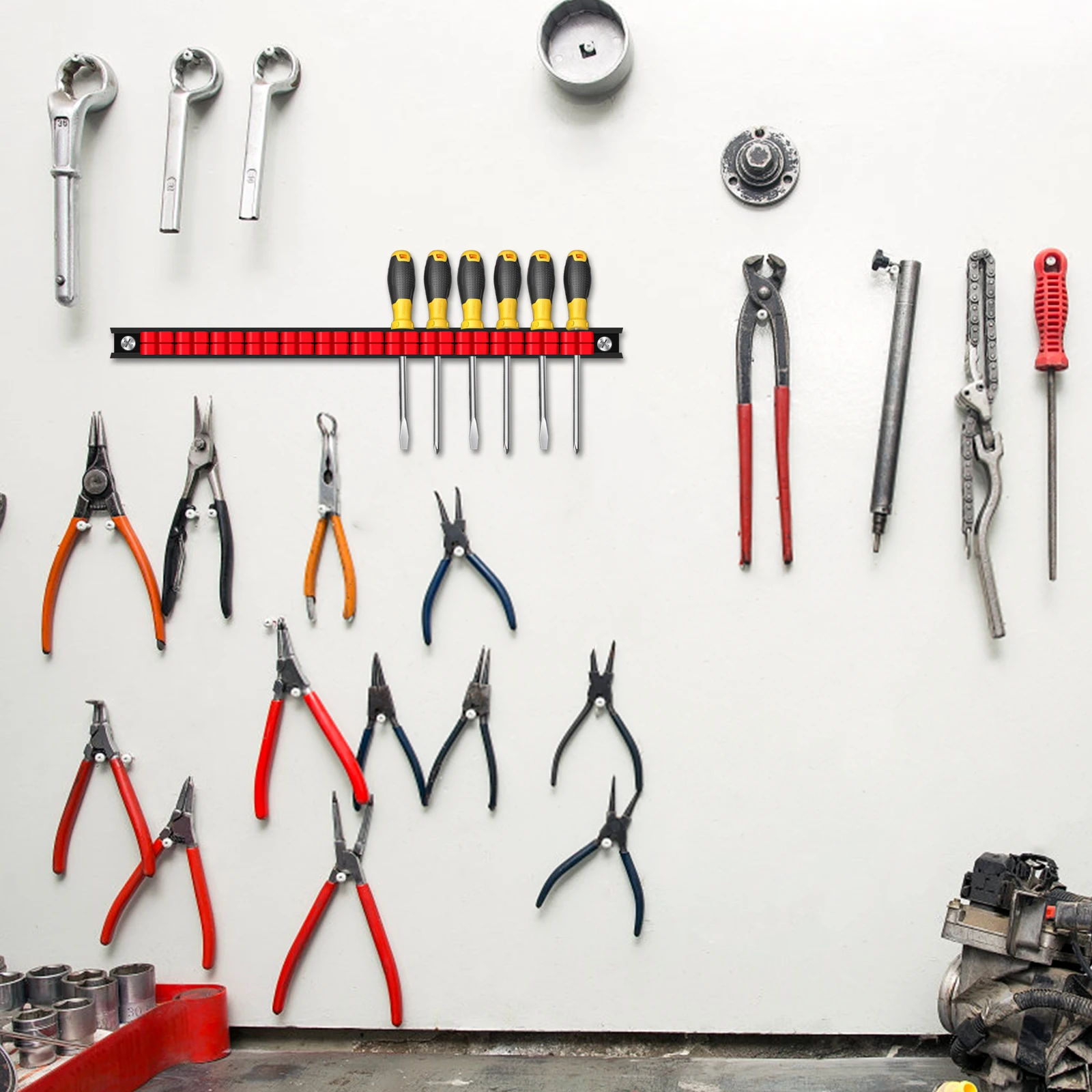 5/2PCS Screwdriver Organizer Holder Wall Mounted Screwdriver Wrench Pliers Rack Organizer Tool Hardware Tool Display Hanger 6