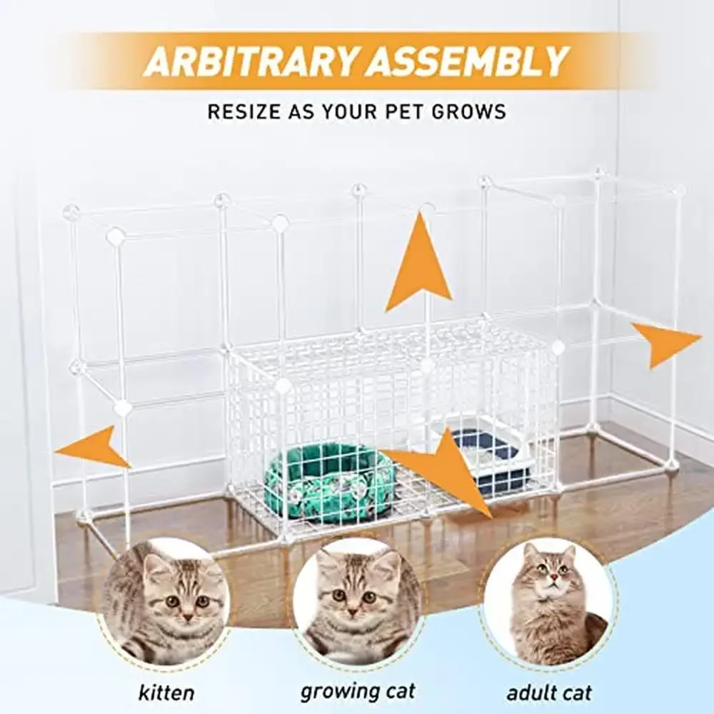 Detachable Large Cat Cage Enclosures Indoor Pet Kennels DIY Playpen House Spacious Rust-Resistant Metal Wire 1-3 Cats Safe