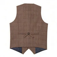 Gilets pour hommes Costume en Tweed Vêtements d'affaires pour hommes Gilet rayé Punk Gilet Groomman Mariage Brwon Noir Gris Veste Bleazer 3