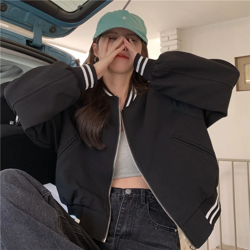 Short Baseball Jersey Women's Autumn Korean Version 2023 New Loose Sweetheart Fried Street Student Loose Long Sleeve Jacket Coat