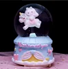 Crystal Ball Music Box Cartoon Sanrio Cinamonroll Birthady Gifts Glowing Snowflakes Music Box Home Decoration Desktop Ornament 4