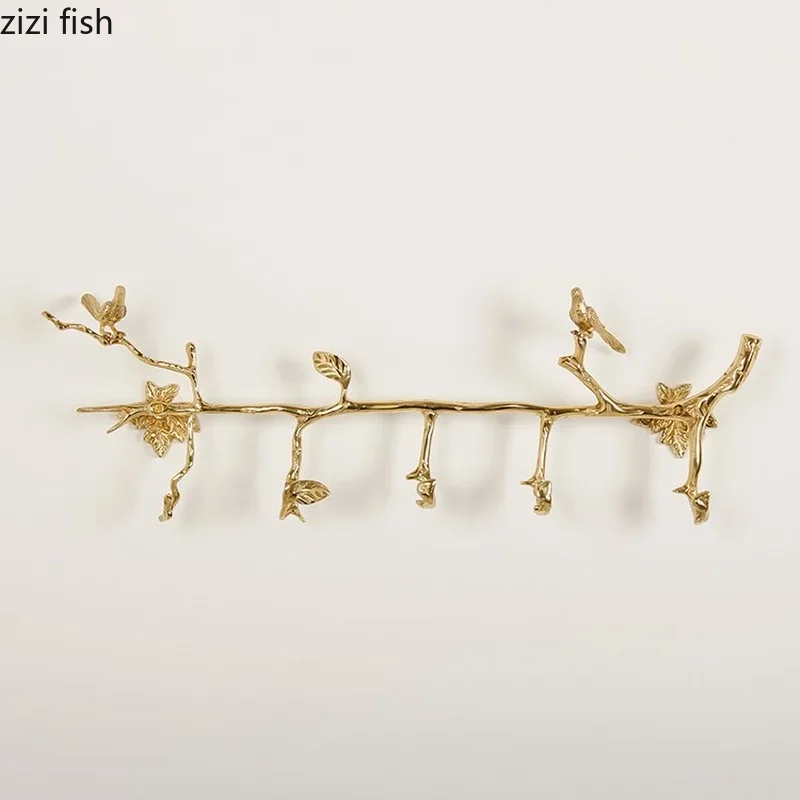 Brass Key Hook Bird Towel Rack Clothes Hat Hooks Hangers 5 Hooks Decorative Hook Towel Bar Hanger Wall-mounted Storage Rack 3