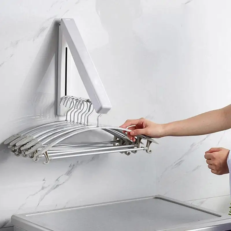 Folding Clothes Hanger Space Saving Clothes Rack Invisible Clothes Storage Hanging Rack For Laundry Room Bathroom