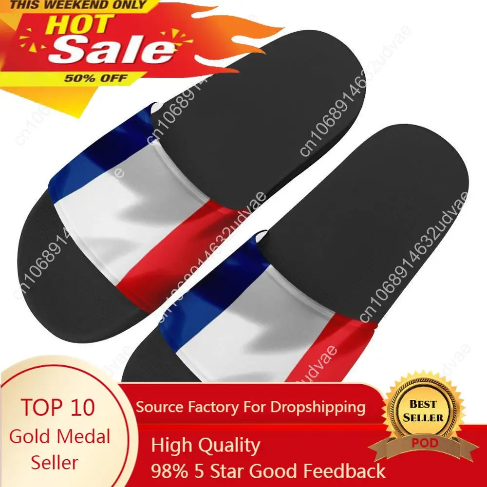 

Women Custom Pattern Slippers France national flag Summer Fashion Slide Sandals Outdoor Non-slip Beach Shoes Platform Flip Flops