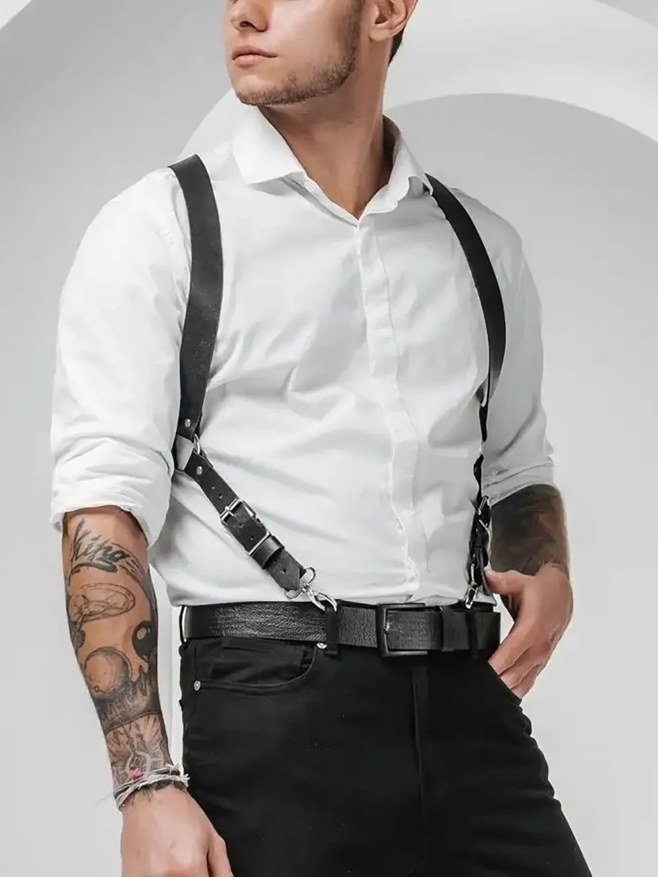 PU Leather Chest Harness for Men, Adjustable Suspenders, Bondage Body Harness, Gothic Clothing Accessories, Fashion Scdcb9e53998342c0a99deb4f04d3b731k