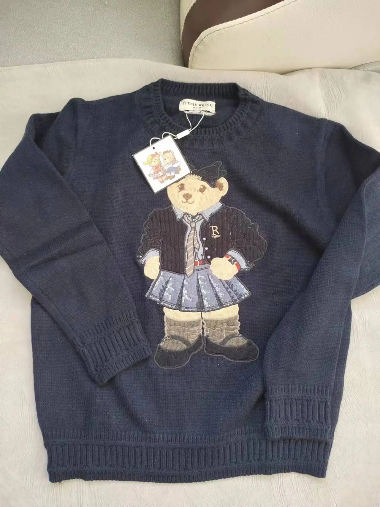 

Bear Knit Casual Pullovers ,Blue Color Winter Jumpers, Oversize Loose Sweater , Full Sleeves Tops, 한국인 리뷰 많은 옷, Traf