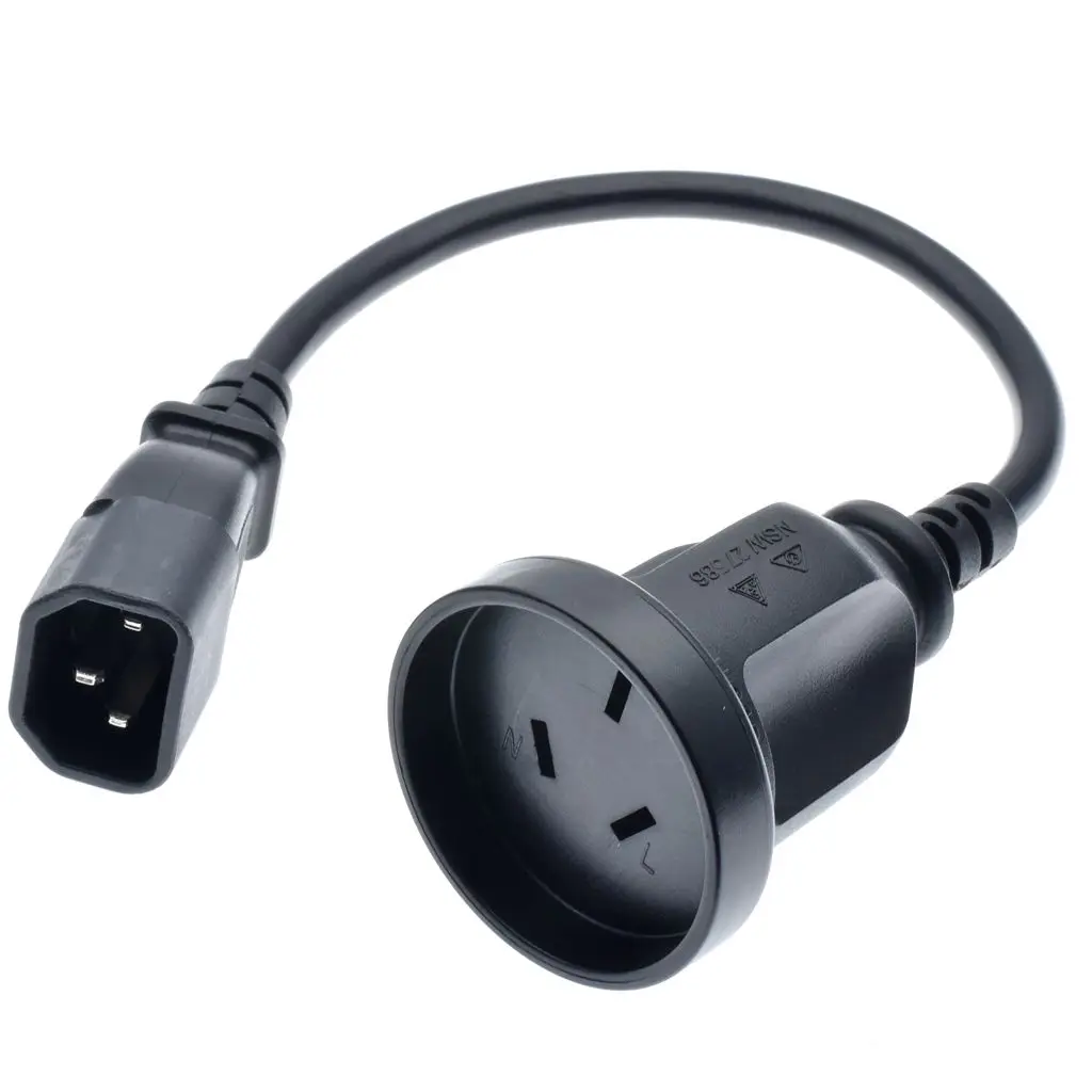 High quality UPS to PC IEC C14 3-Pin Aus Australia Power Cable Cord Lead 30cm/1ft Adapte 3*1.0mm,1 pcs