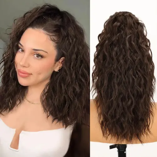 Synthetic Claw Long Wavy Ponytail Extension Black Brown 18-30" Curly Pony Tail Clip in Hair Extensions Fluffy Natural Looking - Image 10