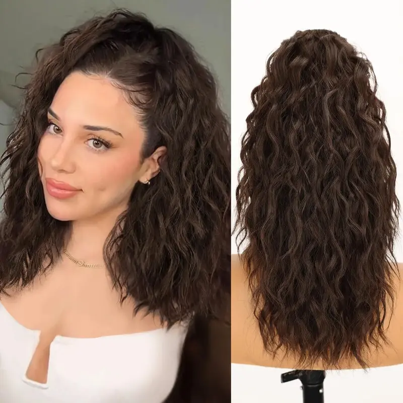 Synthetic Claw Long Wavy Ponytail Extension Black Brown 18-30" Curly Pony Tail Clip in Hair Extensions Fluffy Natural Looking - Image 10