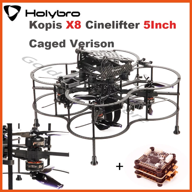 

Holybro Kopis X8 Cinelifter 5” Caged FPV Frame Kit ARF PNP Kakute H7 Tekko32 F4 4in1 50A ESC F60 KV1750 Motor 5055S-3 Propeller