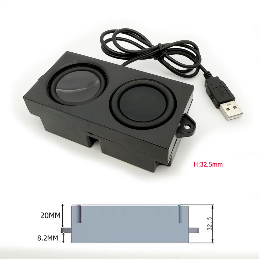 Compact 5W USB Laptop Speakers with Built-in Sound Card and Woofer