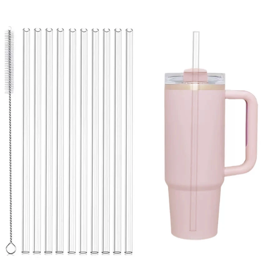 Replacement Straw Compatible with Stanley 40 oz 30 oz Cup Tumbler 10-50PCS Reusable Straw with Cleaning Brush Plastic Clear