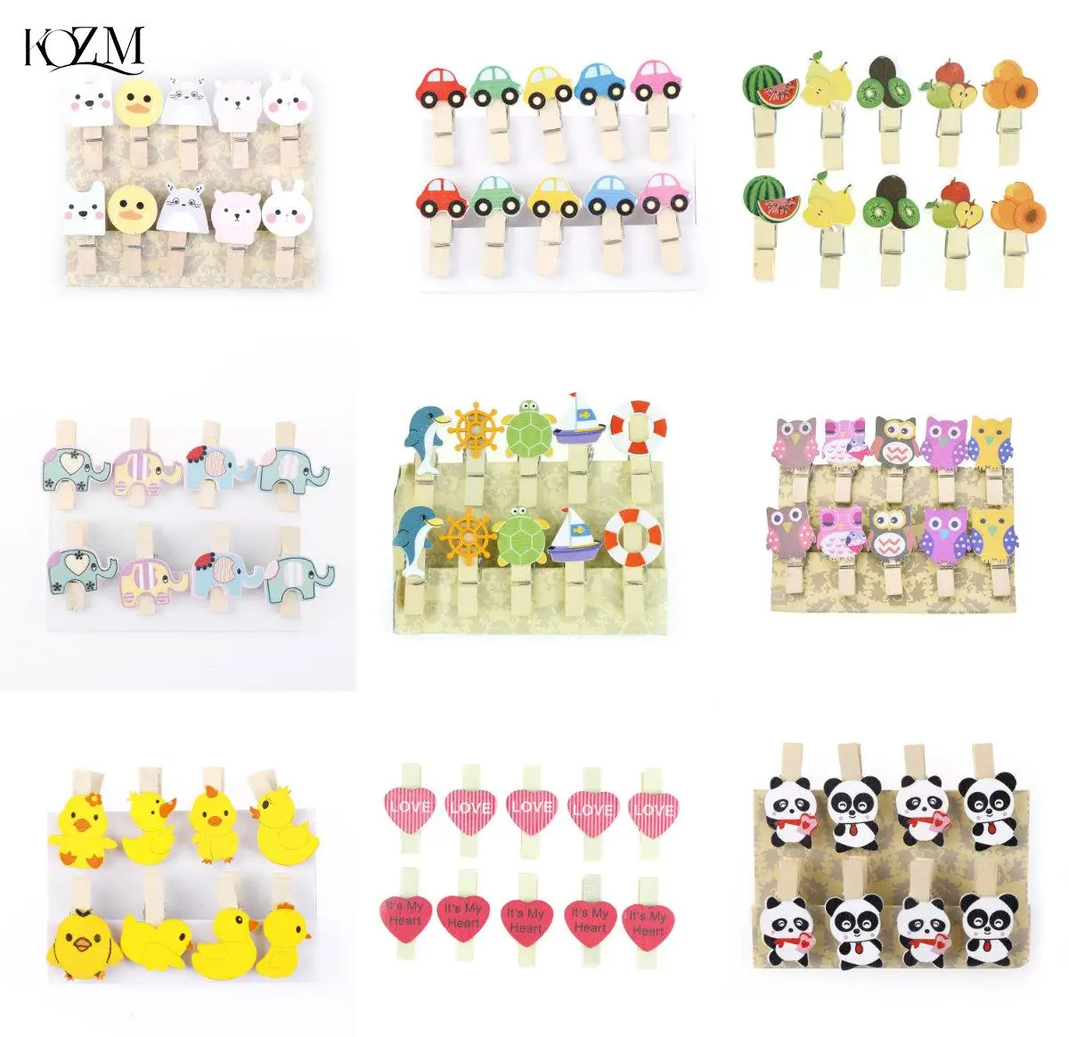 

Mini Natural Wooden Photo Clips Christmas Snowman Duck Heart Owl Shaped Clips Clothespin Craft Decoration Clips Pegs