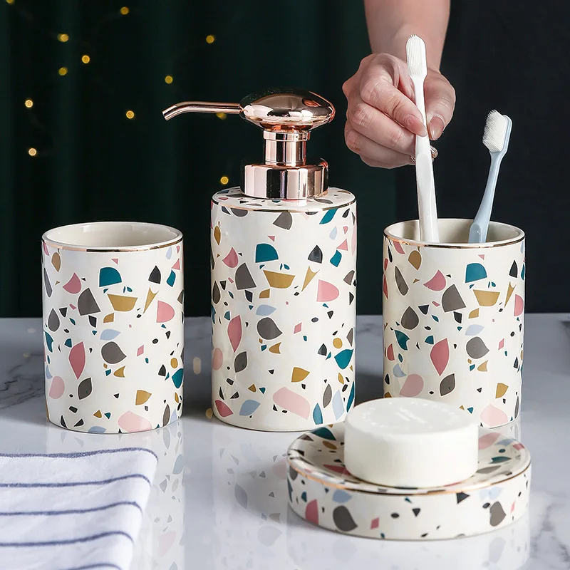 

Bathroom Set Ceramic Bathroom Wash Wash Four Pieces Creative Decoration Living Bath Supplies