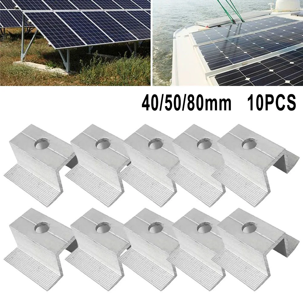 10Pcs Solar Middle Clamp PV For Frame Height 25-50MM Aluminum Alloy Solar Photovoltaic Special Bracket Accessories images - 6