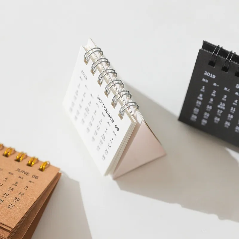 Nostalgic Calendar Mini Table Calendar Creative Simple Desk Coil Notepad Kraft Paper Calendar Daily Schedul Office Desk Calendar