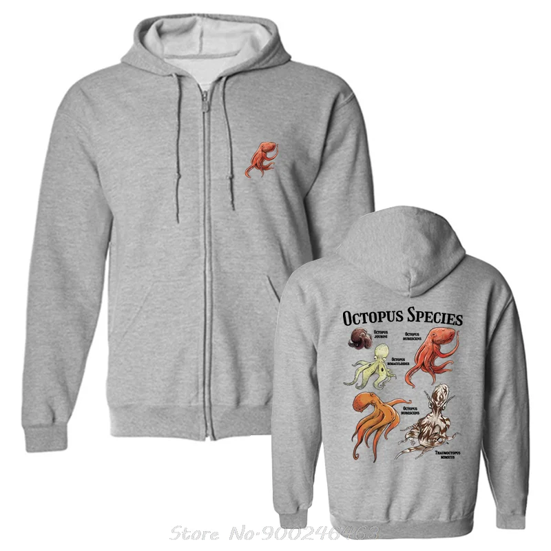 Marine Octopus Hoodie Octopus Species Diving Marine Rundhals-Baumwoll-Hoodie Lässiges übergroßes Sweatshirt Unisex Streetwear – Detail 5