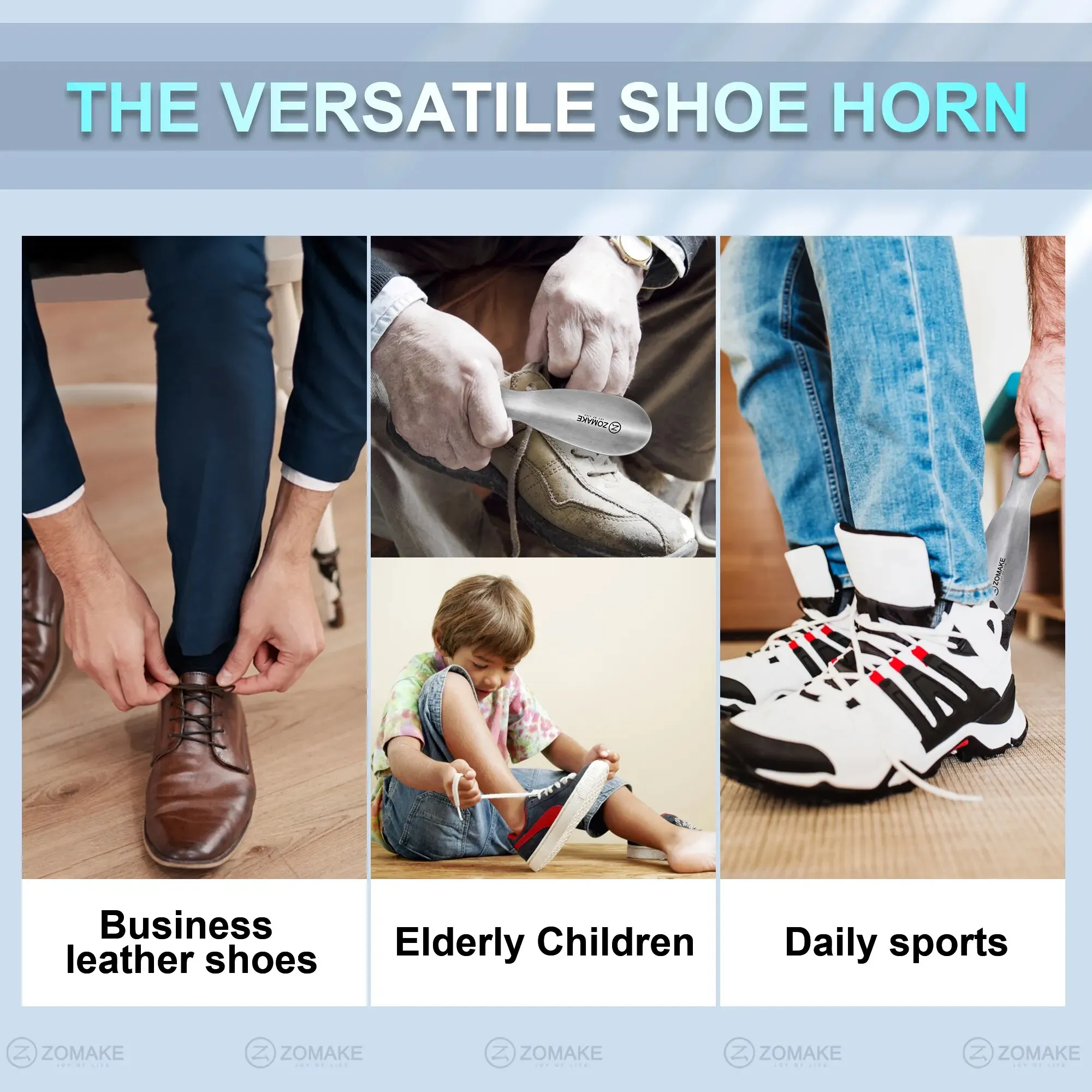 Calzascarpe In Metallo ZOMAKE - 9 Cm, Con Manico In Pelle E Portachiavi, Portatile - Foto 3