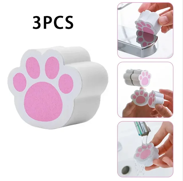 Lovely Household Cleaning Glass Cleaning Brush Cat Paw Shape Sponge Wipe Glass Mirror Detergent Kitchen Faucet Tools Home