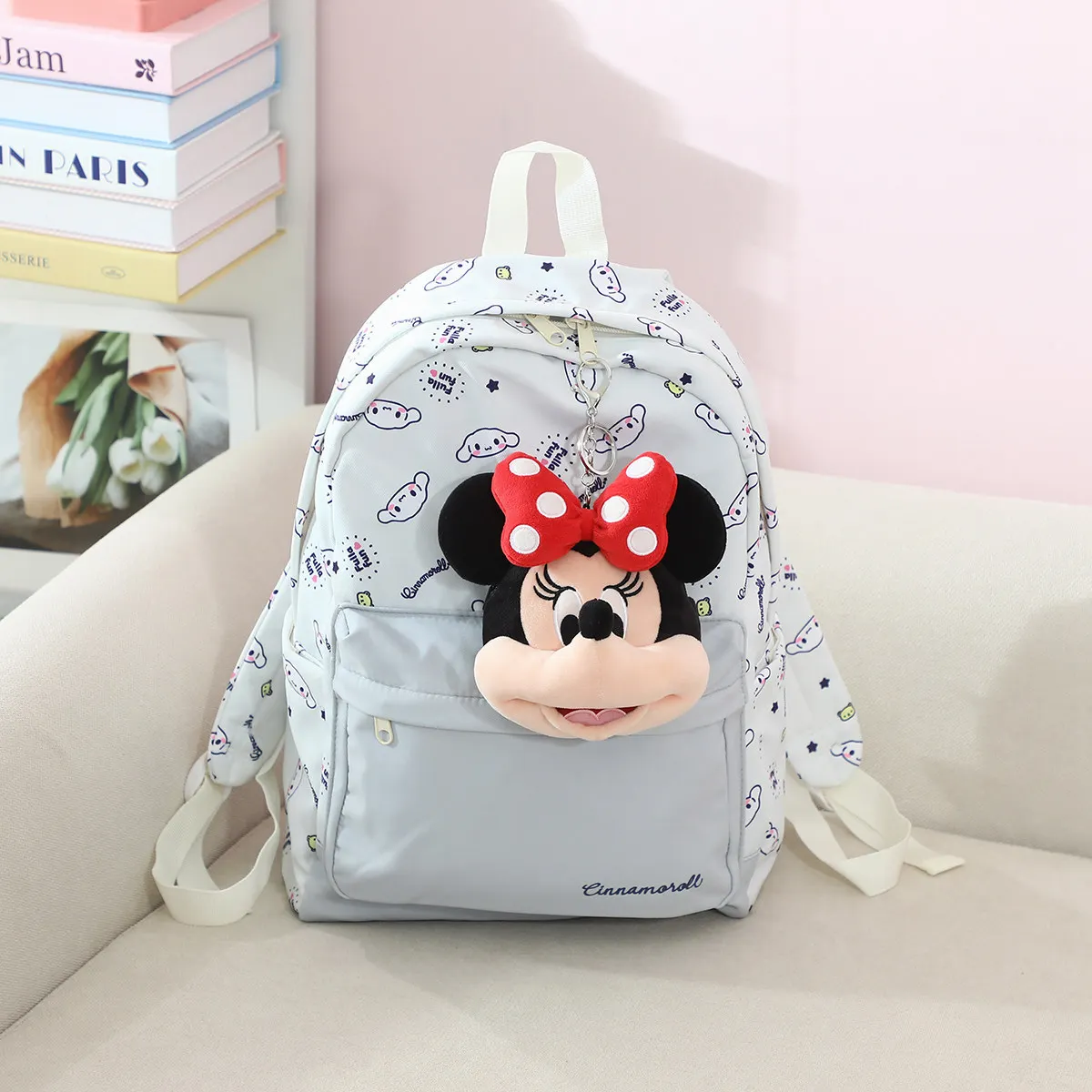 Disney Minnie Mouse Coin Purse Bag Pendant Plush Toy Mickey Pluto Earphone Storage Bag Kawaii Stuffed Anime Doll Kid Gifts
