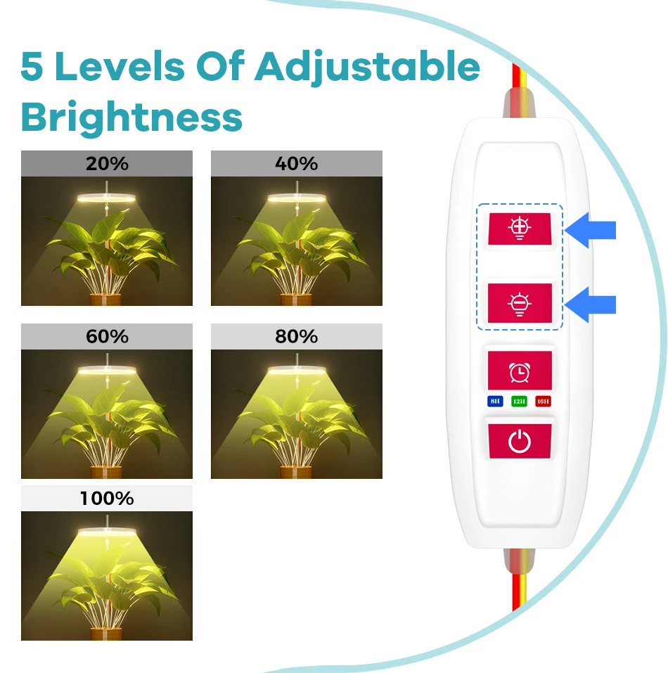 LED-Pflanzenwachstumslicht, USB, 5 V, Vollspektrum, hydroponisch, dimmbar, Timer, automatisches Ein-/Ausschalten, Kaktusblumen, Sukkulenten-Wachstumszuchtlampe – Detail 10